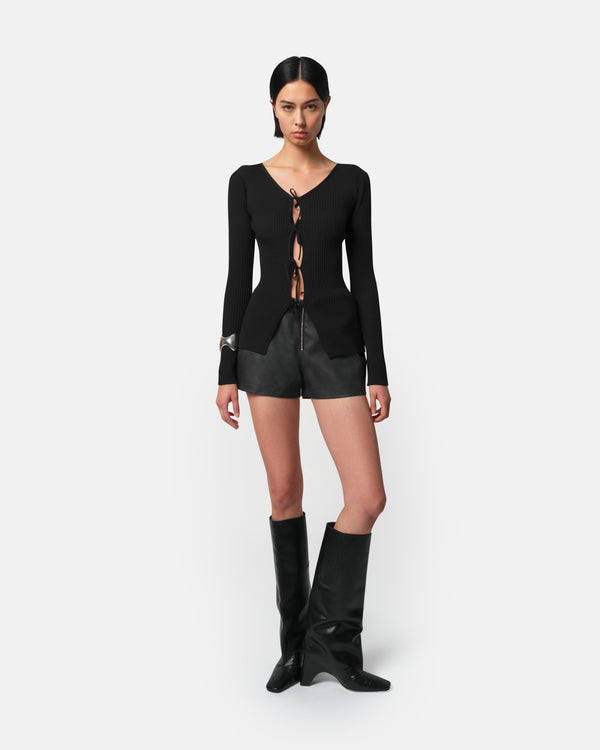 Apparis Wren Tie Cardigan Noir