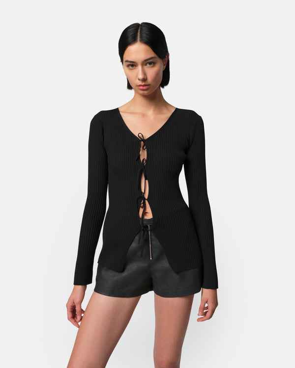 apparis Wren Tie Cardigan Noir