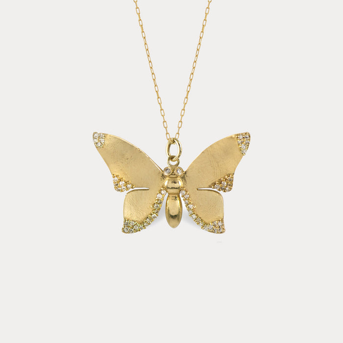 apples & figs 14k Gold & Diamond Butterfly Pendant