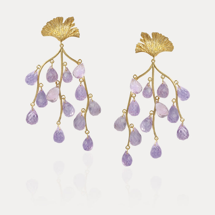 apples & figs Amethyst Ginkgo Earrings