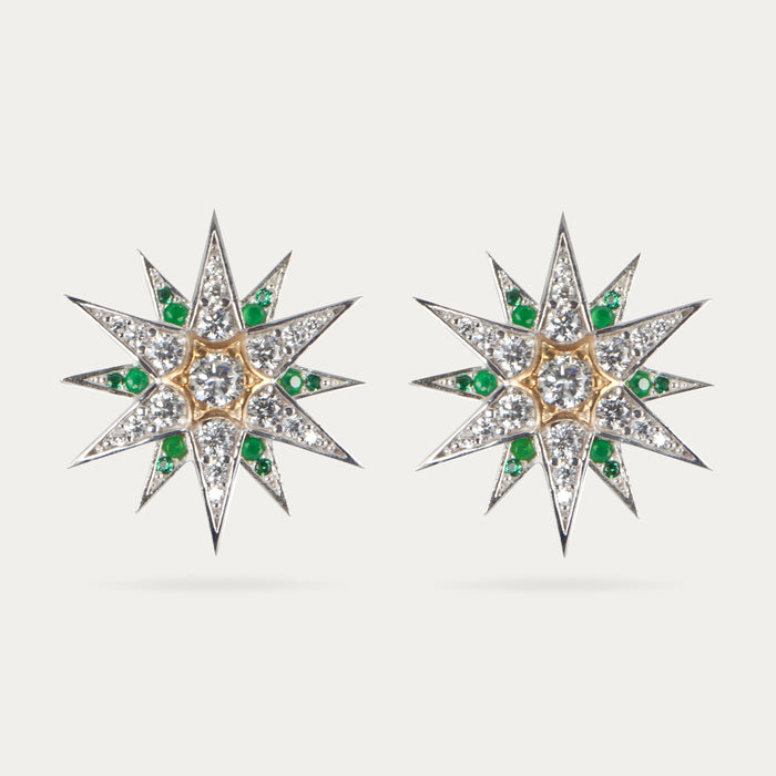 apples & figs CELESTIAL STARS EMERALD STUDS