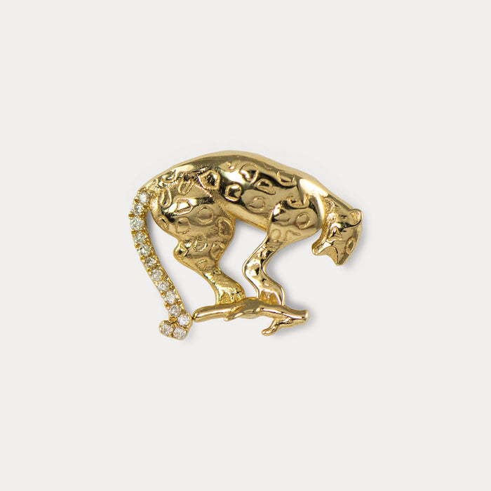 apples & figs DIAMOND LEOPARD 14k GOLD SINGLE STUD