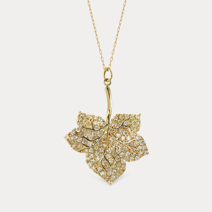 apples & figs EDEN FIG LEAF 14K GOLD DIAMOND PENDANT