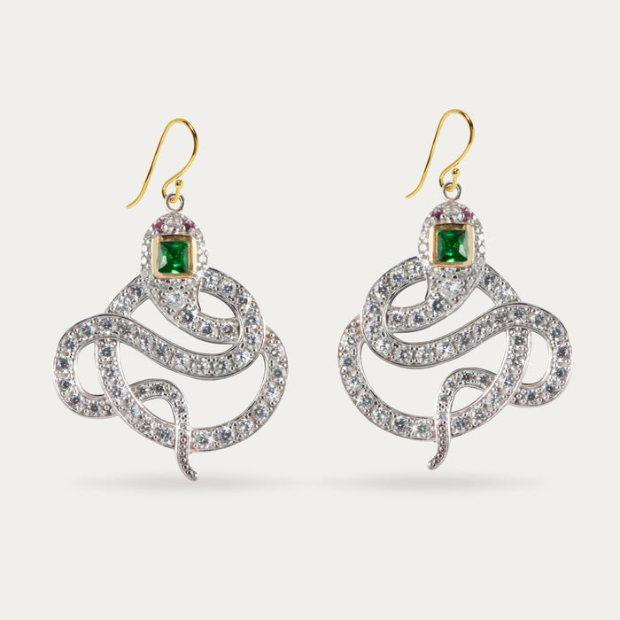 apples & figs EMERALD SERPENT DROP EARRINGS