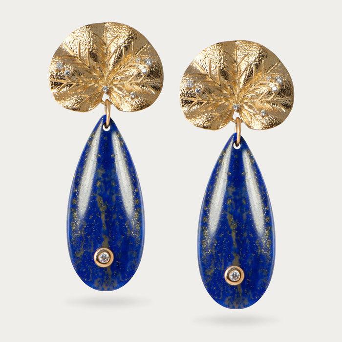 apples & figs EXOTIC LANDS LOTUS AND LAPIS EARRINGS
