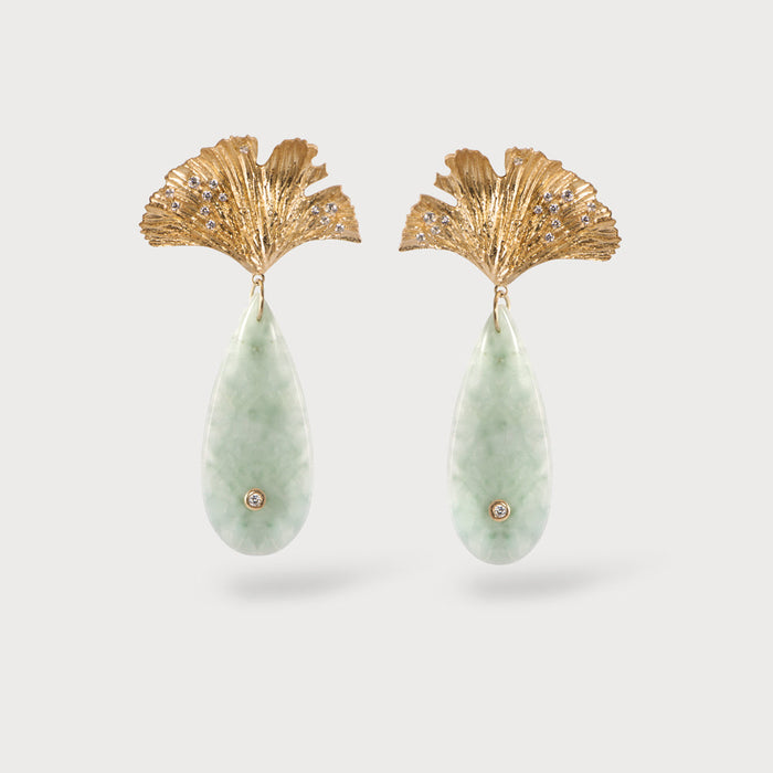 apples & figs Ginkgo Leaf Vermeil Blue Onyx earrings