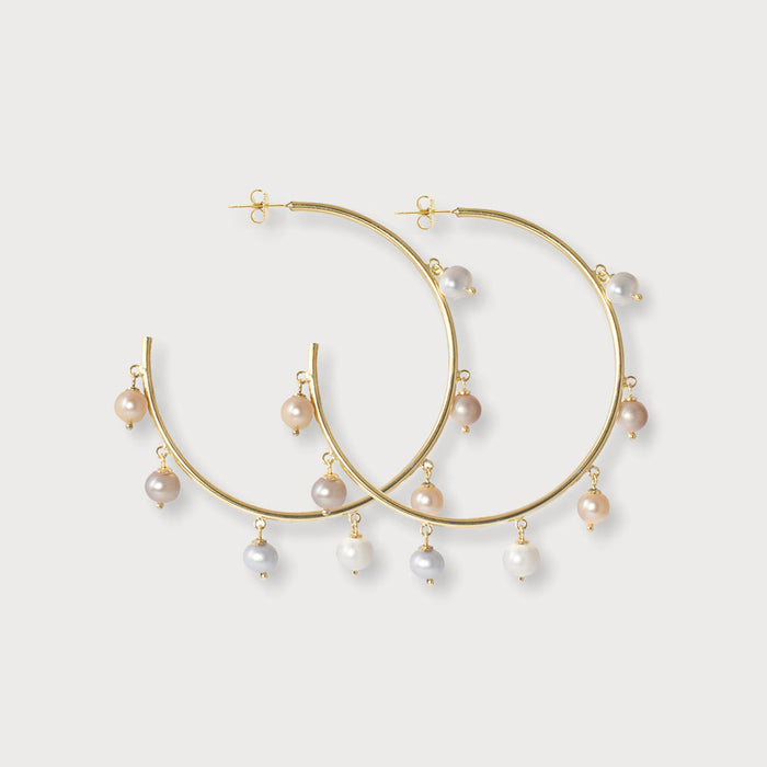 apples & figs Pastel Gradient Pearl Vermeil Hoops