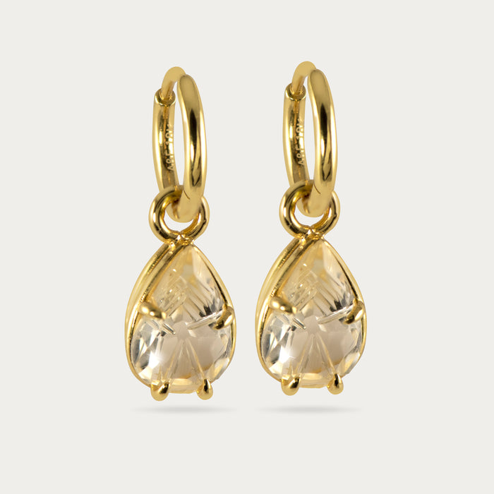 apples & figs Pear Cut Citrine Hoops