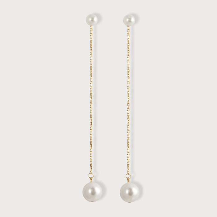 apples & figs Pearl Dreamer Gold Chain Earrings