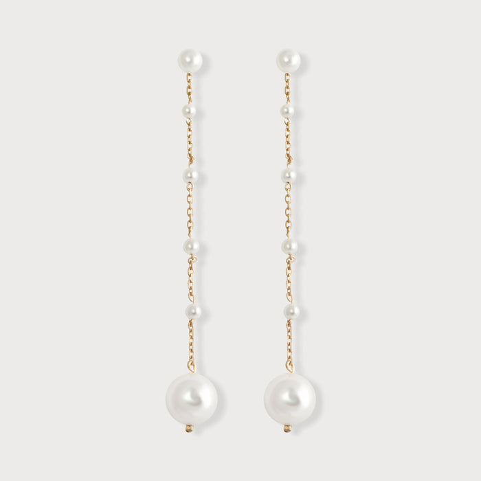 apples & figs Pearl Drops 14k Gold Chain Earrings