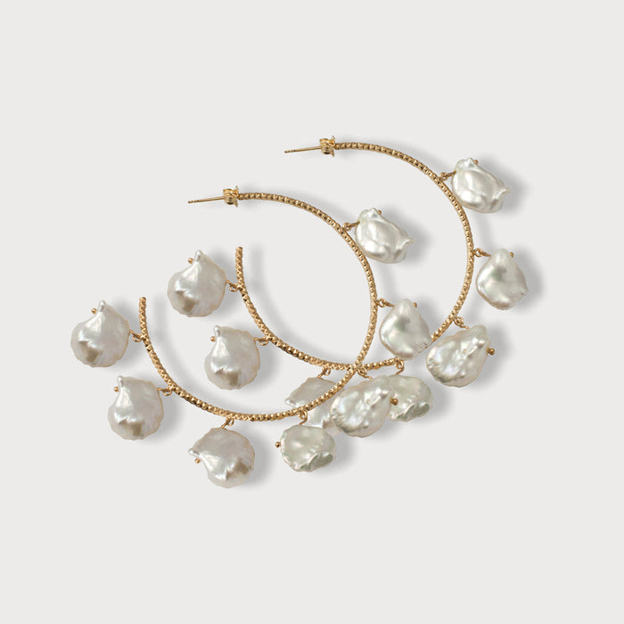 apples & figs Petal Pearl Vermeil Hoops