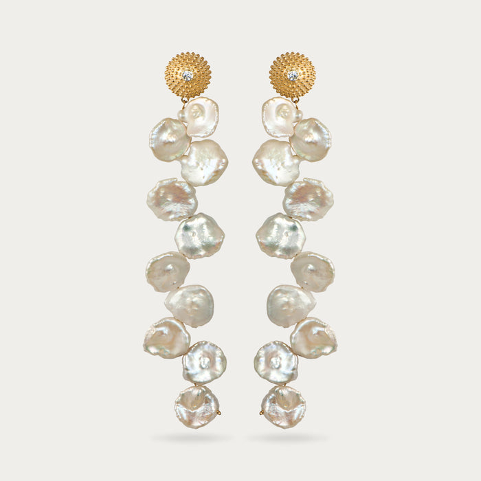 apples & figs PETAL PEARLS SEA URCHIN EARRINGS