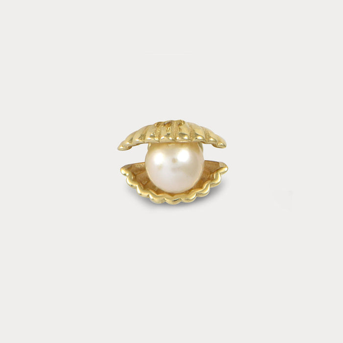 apples & figs SEA SHELL PEARL 14K GOLD SINGLE STUD