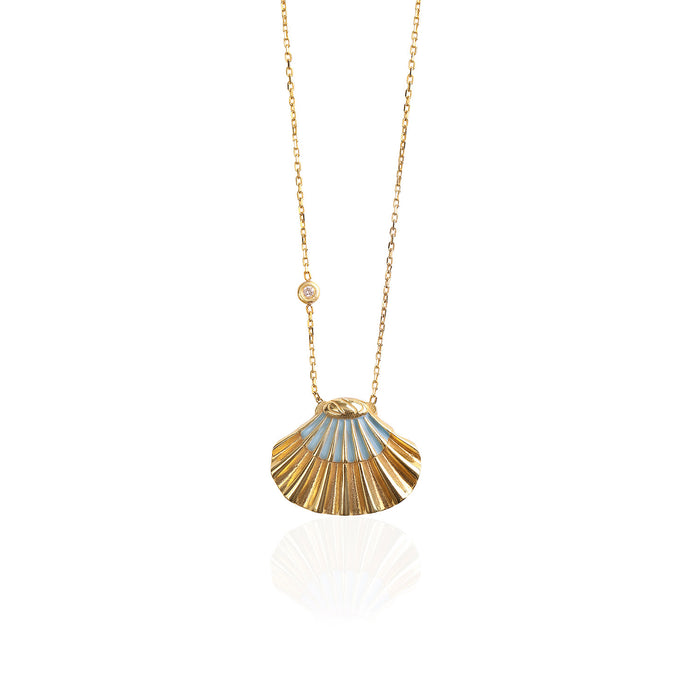 apples & figs Sky Blue Shell & Diamond Necklace