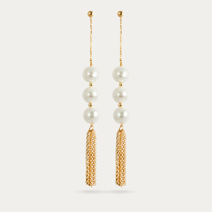 apples & figs TASSEL PEARL DROP EARRINGS