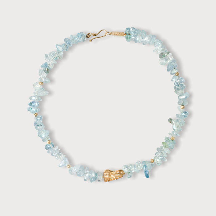 apples & figs Aquamarine Shell Vermeil Gemstone Necklace
