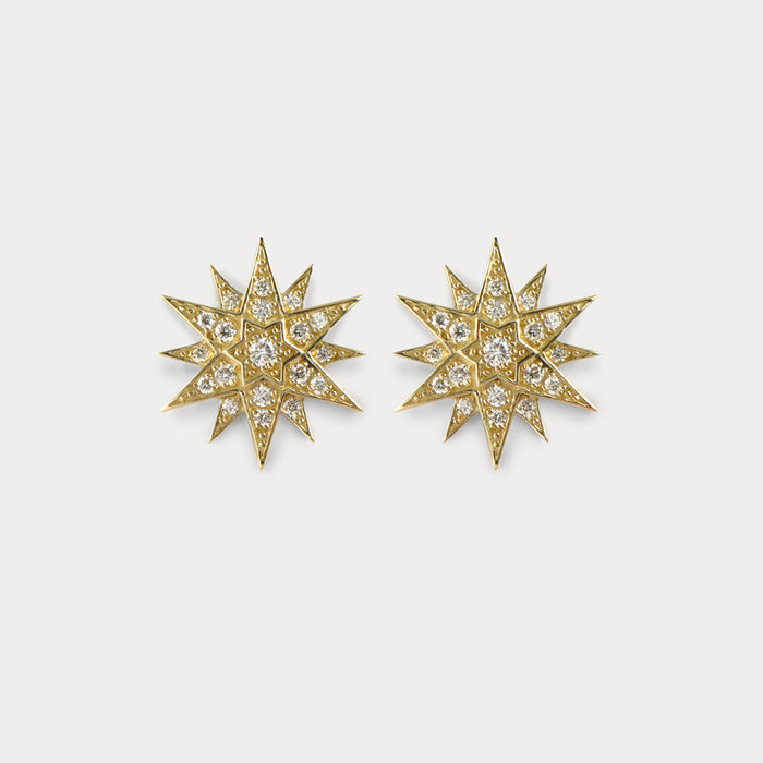 apples & figs Celestial Star 14k gold diamond earrings