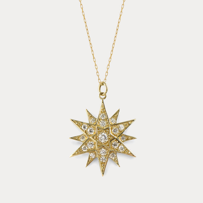 apples & figs Celestial Star 14k gold diamond pendant