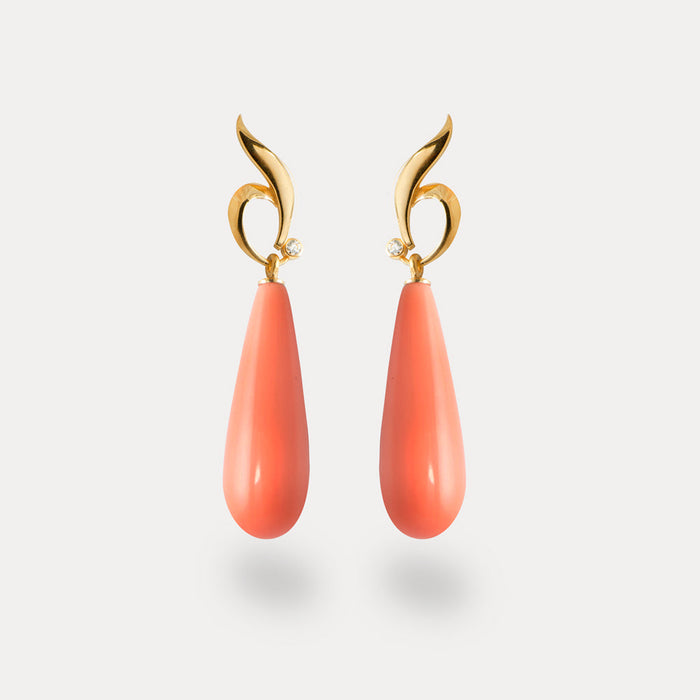 apples & figs Earthly Goddess Coral Drops Vermeil Earrings