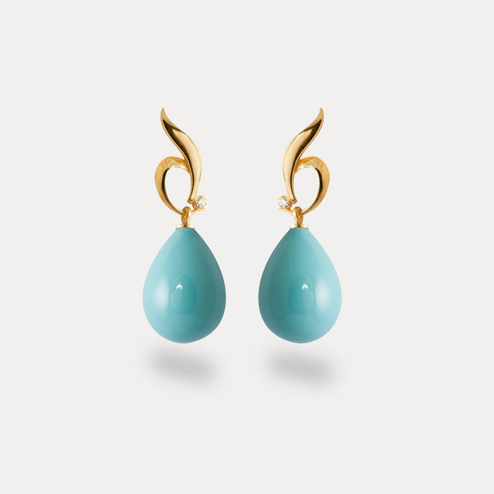 apples & figs Earthly Goddess Turquoise Drops Vermeil Earrings
