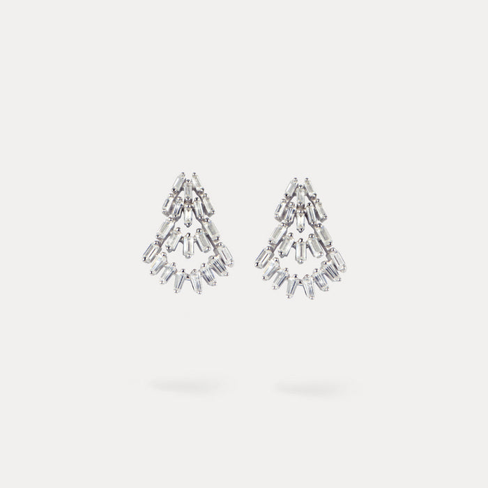apples & figs Fantasy Feather Sterling Silver cubic zirconia Studs