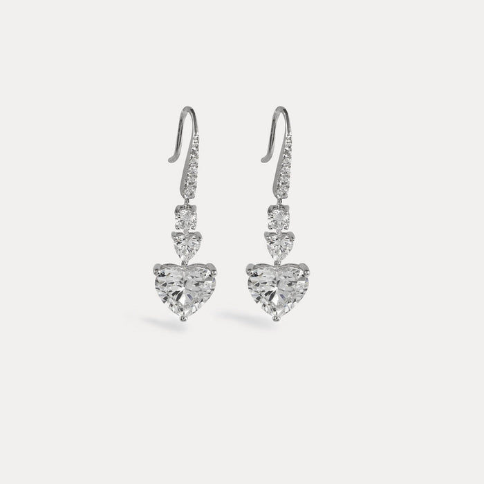 apples & figs Fantasy Heart Sterling silver cubic zirconia hook earrings