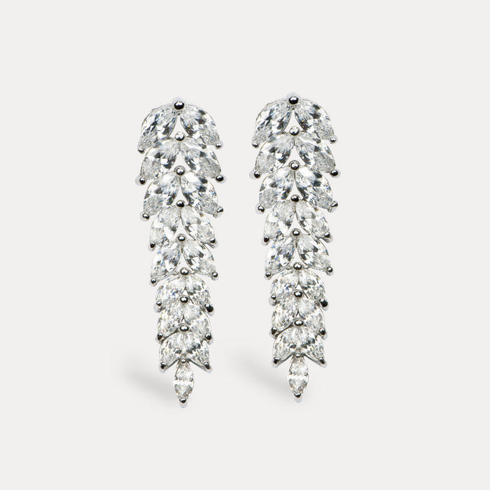 apples & figs Fantasy Leaf Muse Cubic Zirconia earrings