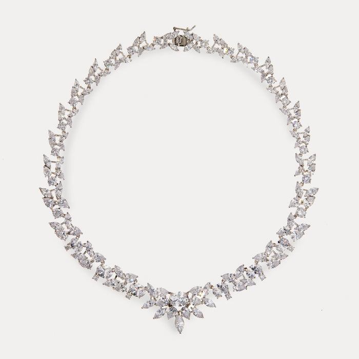 apples & figs Fantasy Orchid silver-tone cubic zirconia necklace