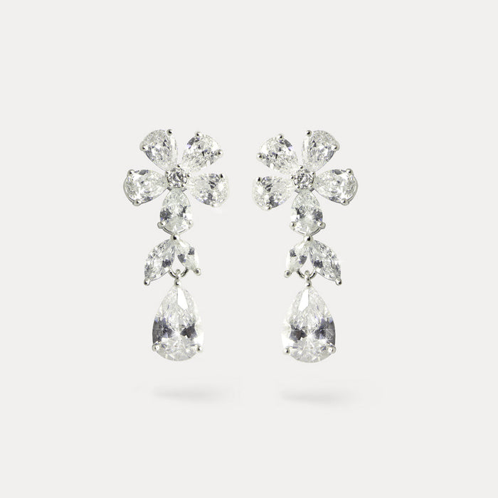 apples & figs Fantasy silver-tone Daisy cubic zirconia earrings