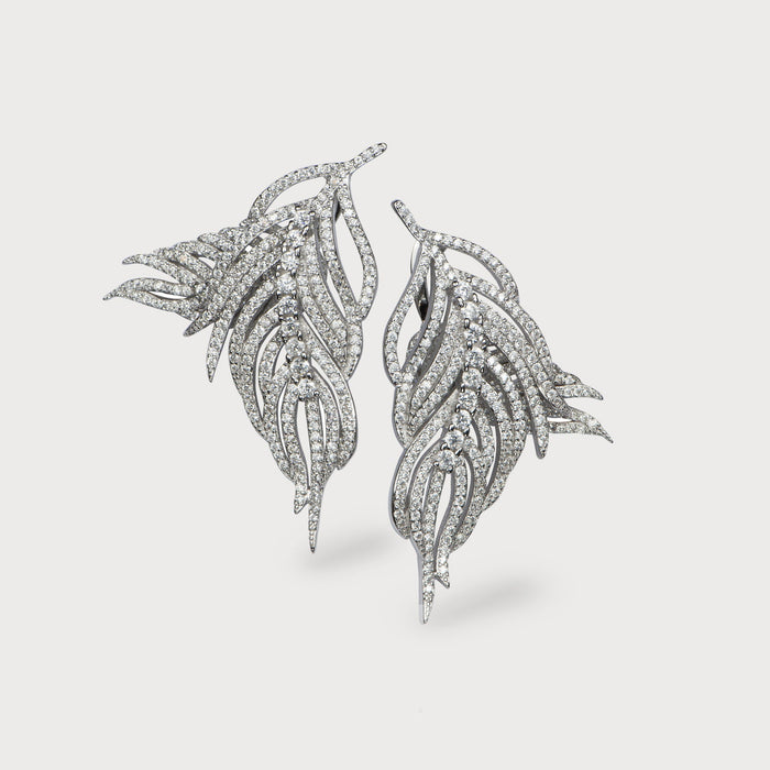 apples & figs Hermes Feather sterling silver cubic zirconia Earrings