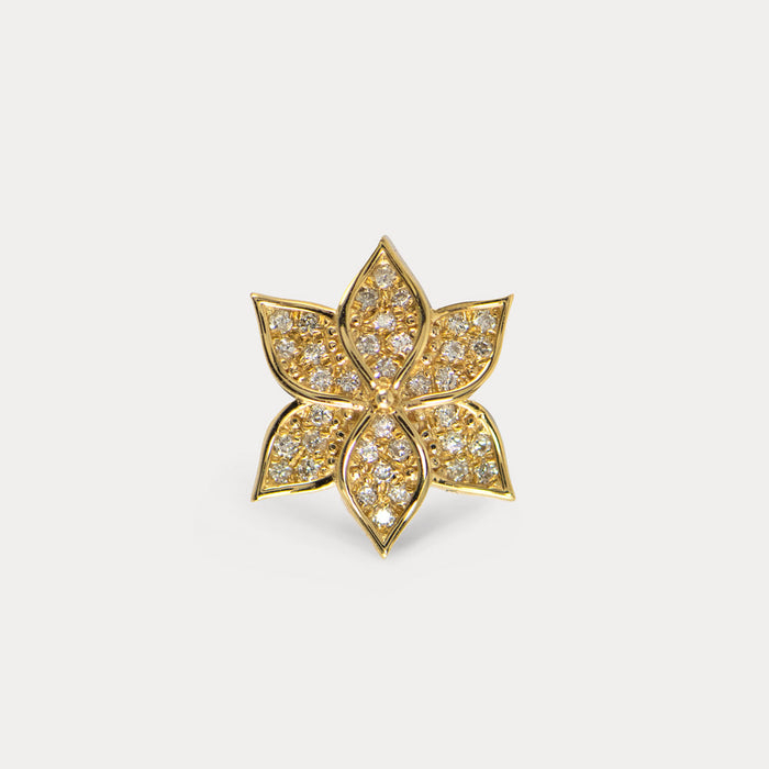 apples & figs PETAL TOTEM DIAMOND WATER LILY 14k GOLD SINGLE STUD