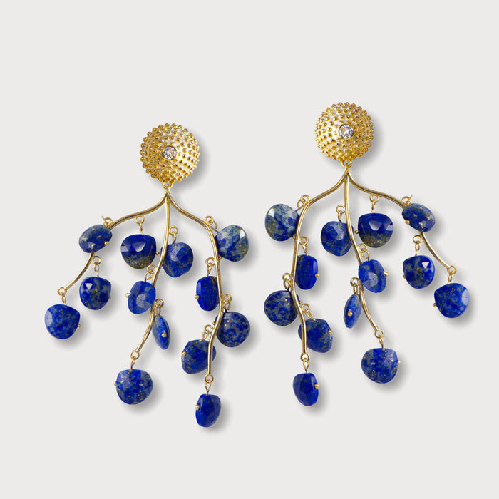 apples & figs Sea Urchin Lapis Lazuli Vermeil Earrings