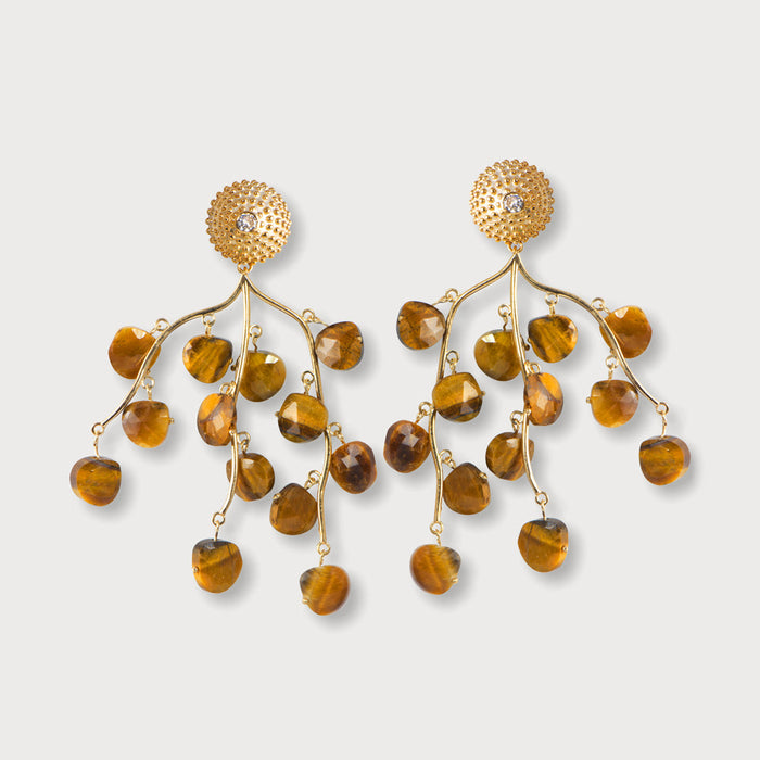 apples & figs SEA URCHIN TIGER'S EYE VERMEIL EARRINGS