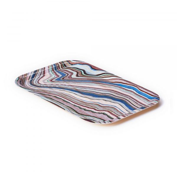 Applicata A Tribute To Wood Tray - Blue Stripes Small