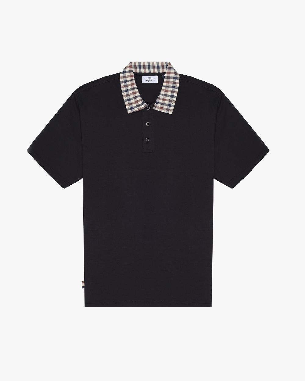 aquascutum SUPIMA CLUB CHECK RIB POLO