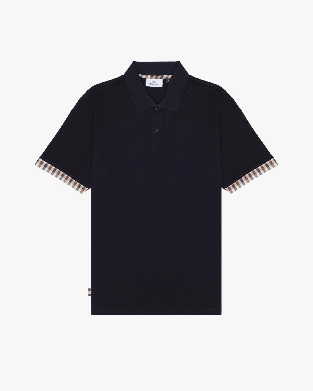 aquascutum SUPIMA CLUB CHECK SLEEVES POLO SHIRT