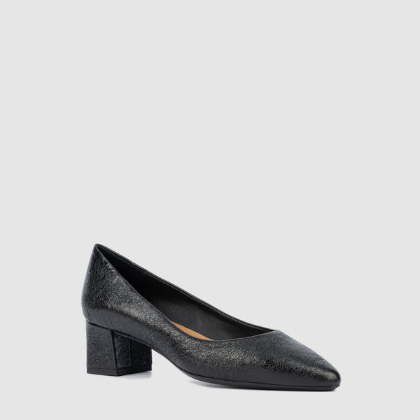 Aquatalia Pasha Black Crinkle Leather