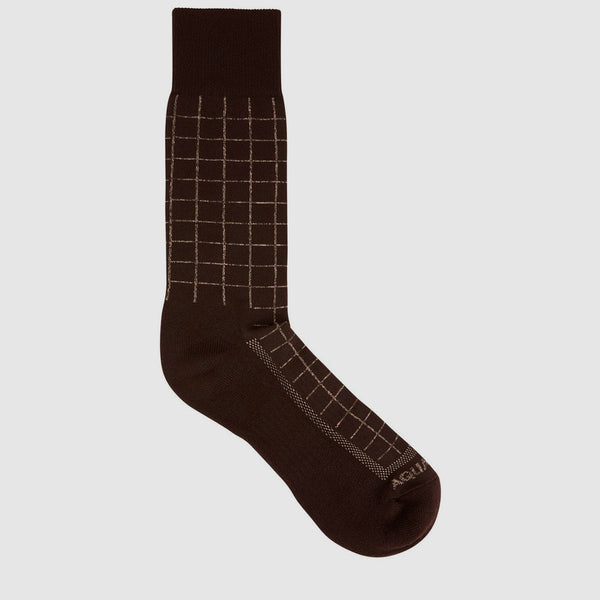 aquatalia Windowpane Knit Blend Sock Brown khaki