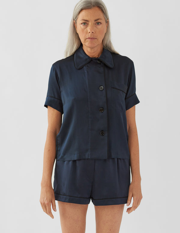 Araks Shelby Pajama Top Sea Sea Silk Navy