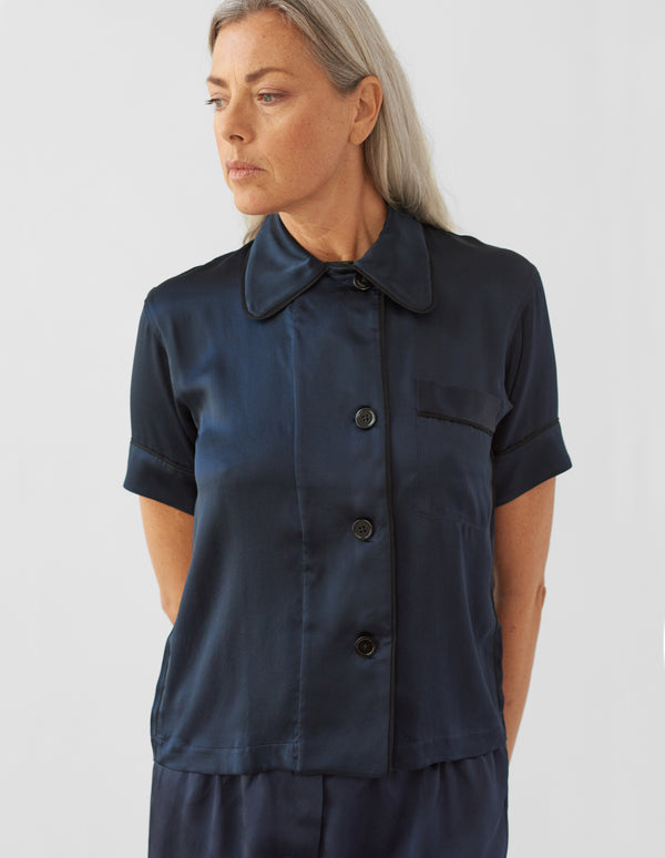 Araks Shelby Pajama Top Sea Sea Silk Navy