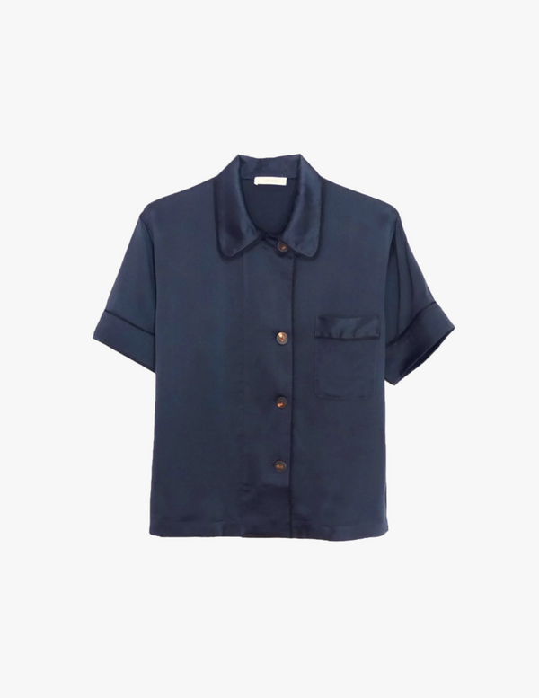 araks Shelby Pajama Top Sea sea silk navy