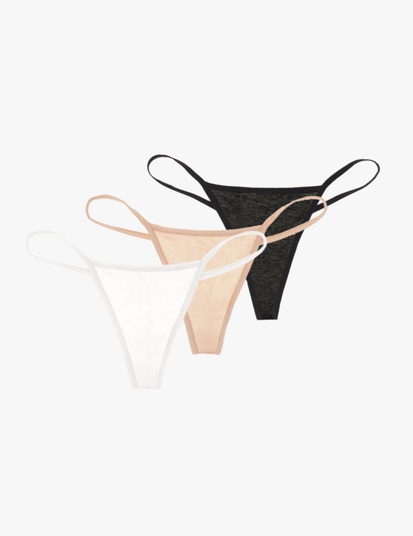 araks Estel Y Thong White ~ Set of 3 in Black White and Sand white