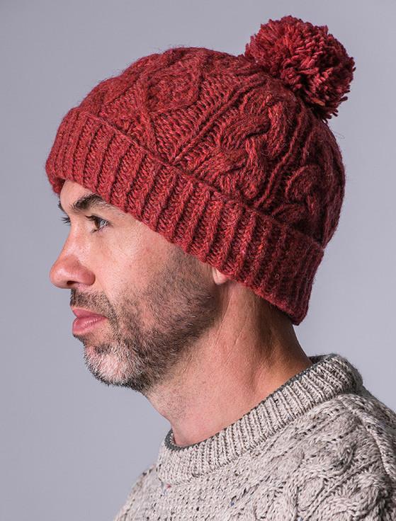 aran cashmere ‎A‎ran Fleece Lin‎e‎d Rib ‎Cap with Bobble