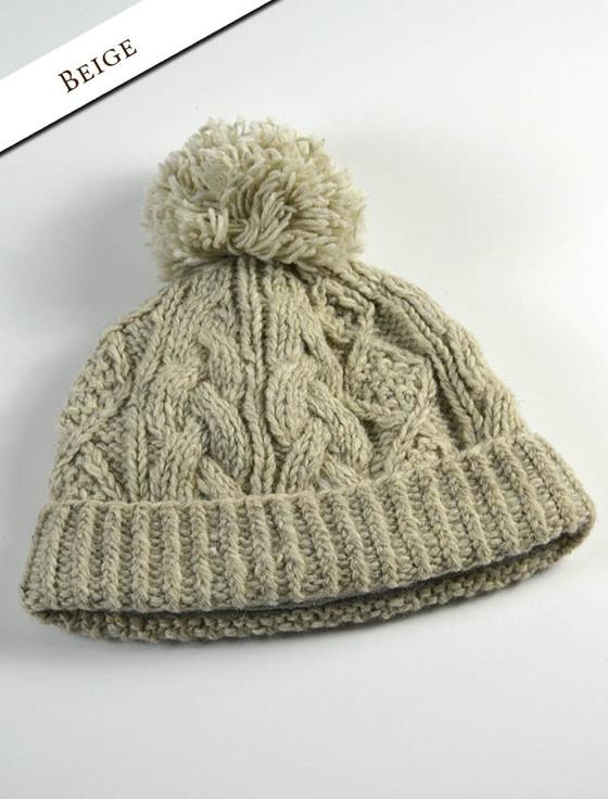 Aran Cashmere ‎‎A‎ran Fleece Lin‎ed Rib Cap With Bo‎bble