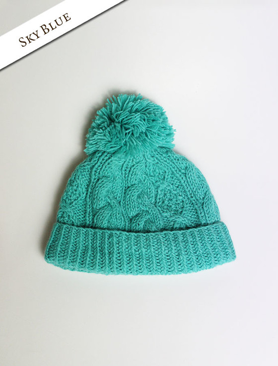 aran cashmere ‎‎A‎ran Fleece Lined Rib ‎C‎ap with Bobble