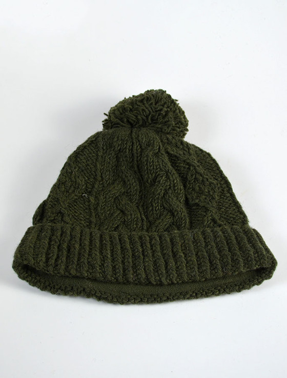 Aran Cashmere ‎A‎ran Fleece Lined Rib Cap With Bobble