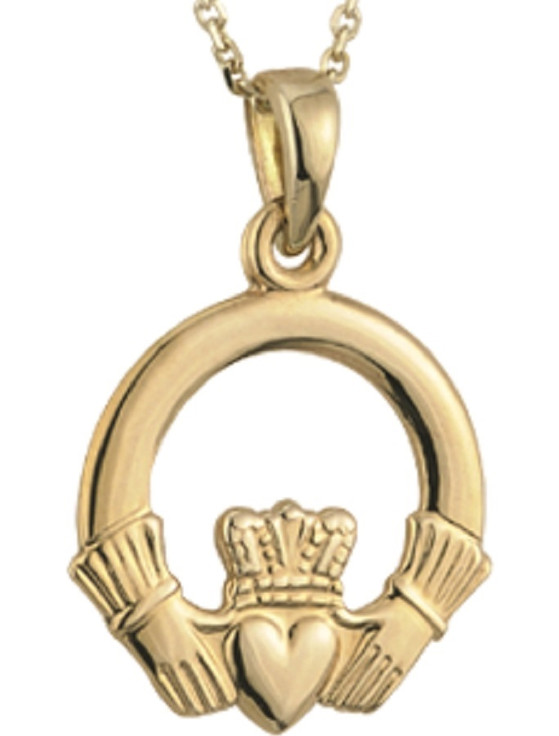 Aran Cashmere 9K Gold Claddagh Heart Pendant