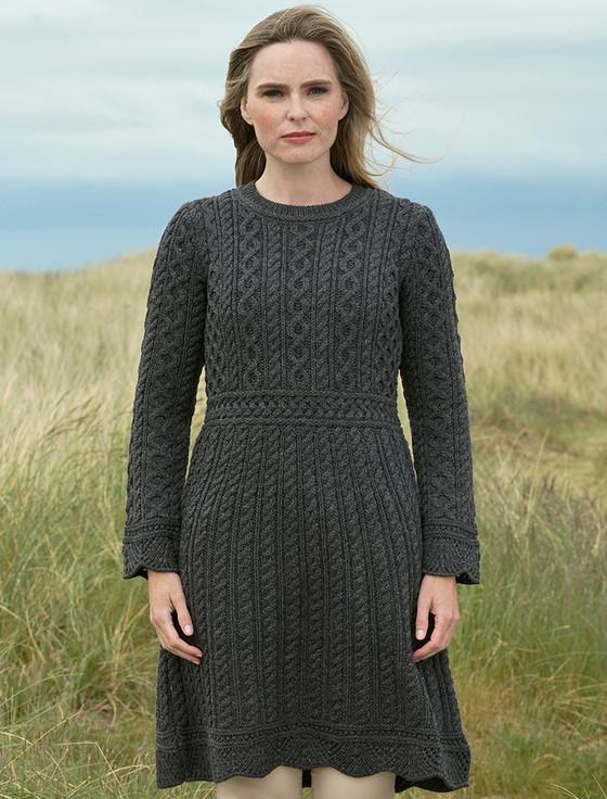 aran cashmere A Line Knitted Aran Dress