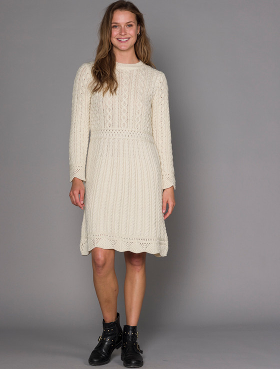 Aran Cashmere A Line Knitted‎ Aran Dres‎s