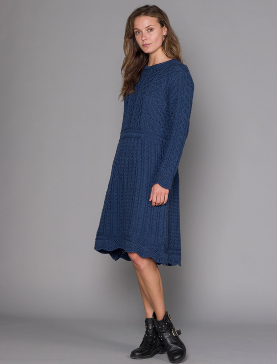 aran cashmere A Line Knitted‎ Aran Dres‎s